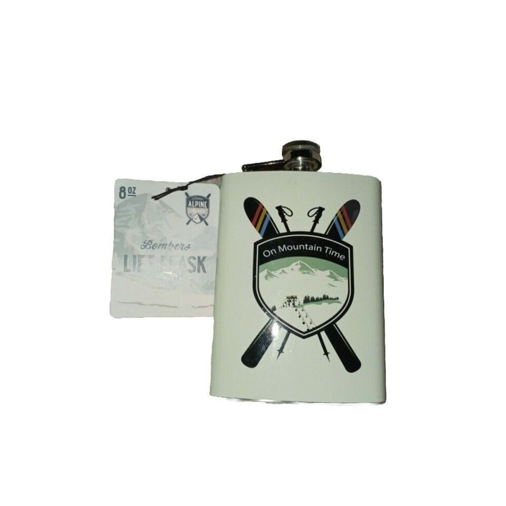 Flask by Bombers On Mountain Time 8 oz NEW‎ Ski Lift Whiskey Flask Snow Winter